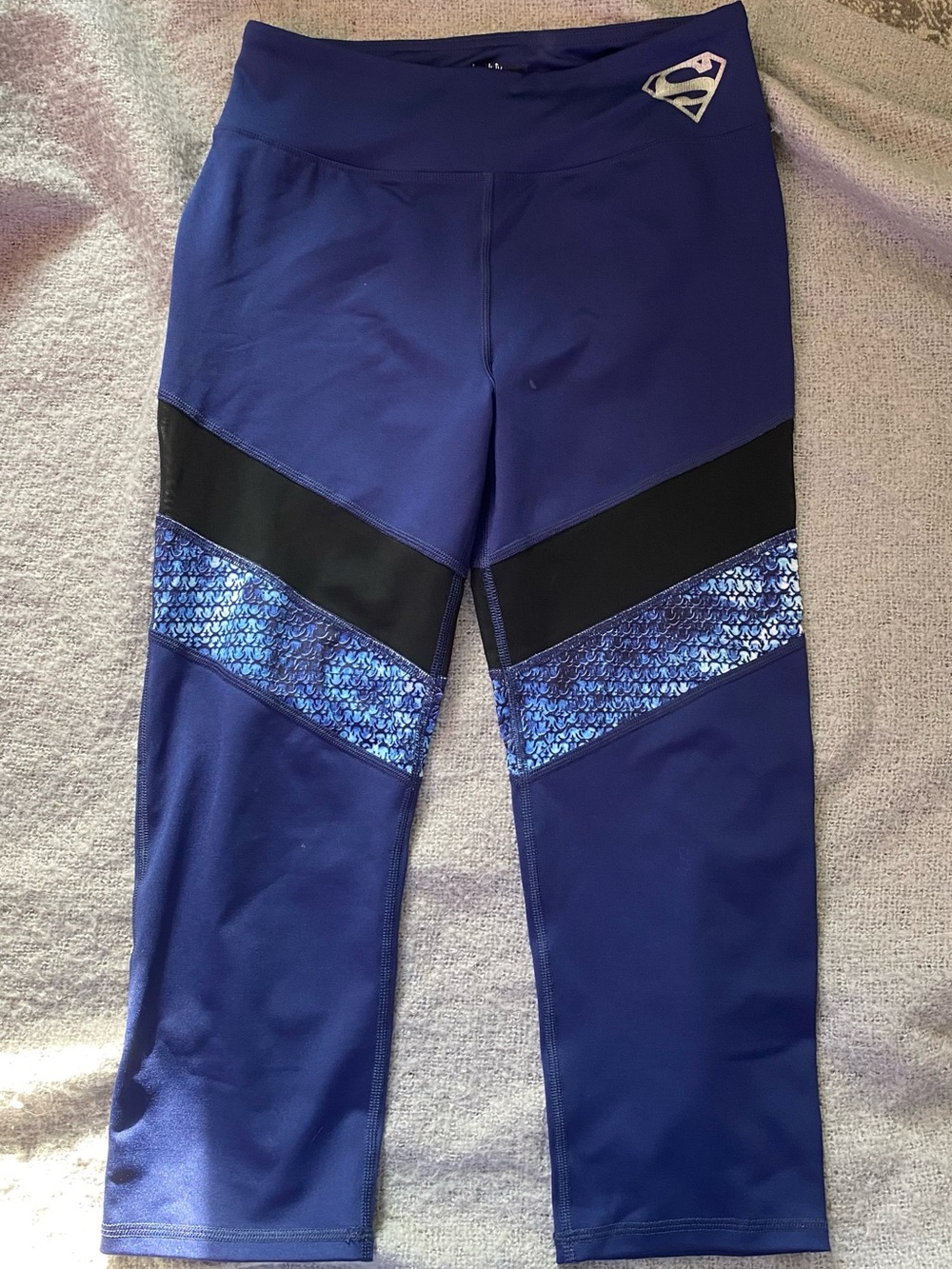 Her Universe Blue and Black Girls' Supergirl Athletic Leggings